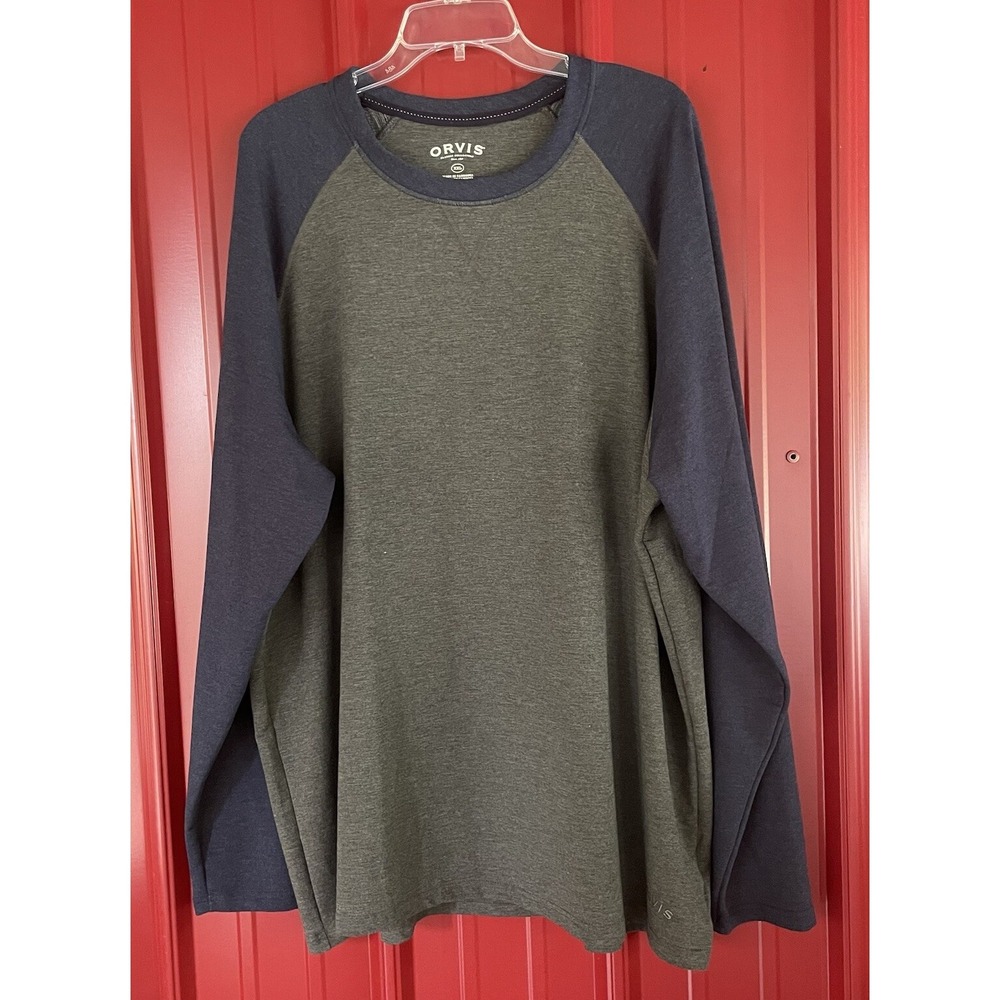 Orvis Shirt Raglan Crew Neck Long‎ Sleeve Baseball Tee Mens XXL